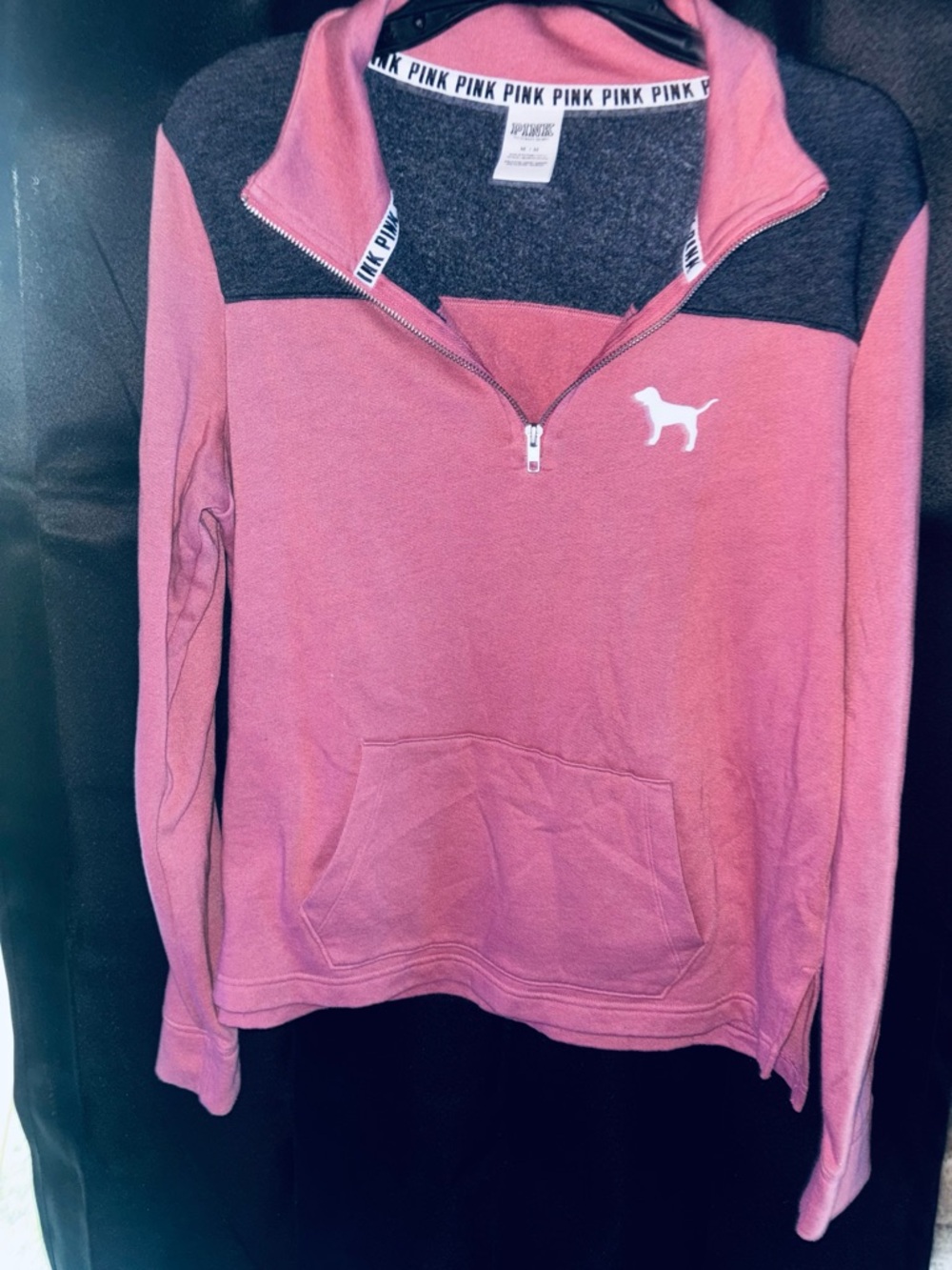 Victoria's Secret Pink & Charcoal Half-Zip Pullover